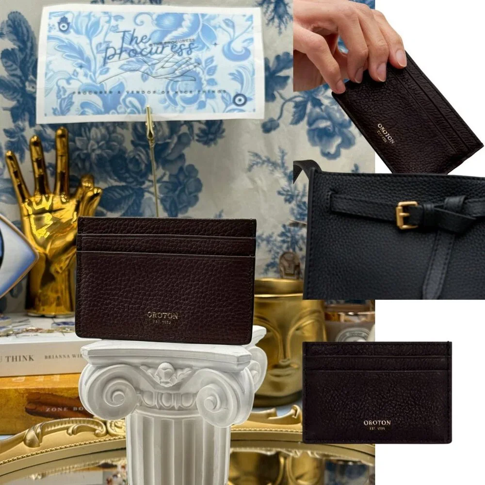 🆕 OROTON 🧿 NWOT Margot Card Sleeve, Brown Bear Leather Cardholder